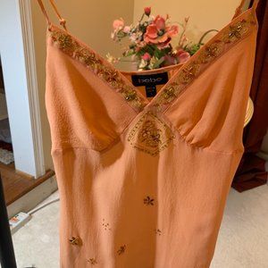 Brand new Bebe 100% silk (cantaloupe color) dressy top (NWOT) - Size S